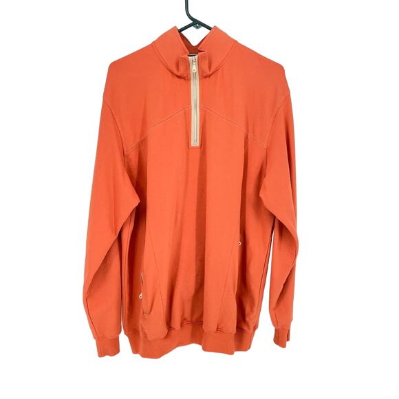 Cutter & Buck Orange Men's Adapt Eco Knit Quarter‎ Zip Pullover - Size Large - Picture 1 of 9